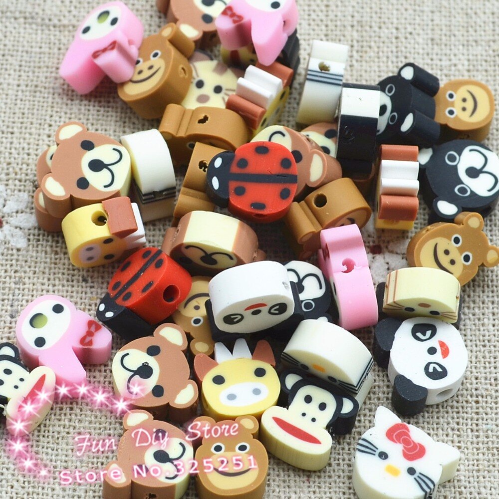 cute polymer clay animal dog rabbit cat slice flat back 100pcs/lot 10mm