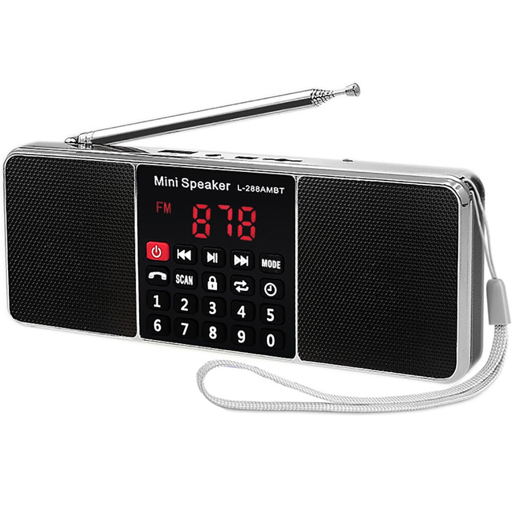 Portable Stereo Radio FM AM Receiver Bluetooth-compatible Wireless Speaker Support TF Card MP3 Play Handsfree Call Sleep Timed: Black
