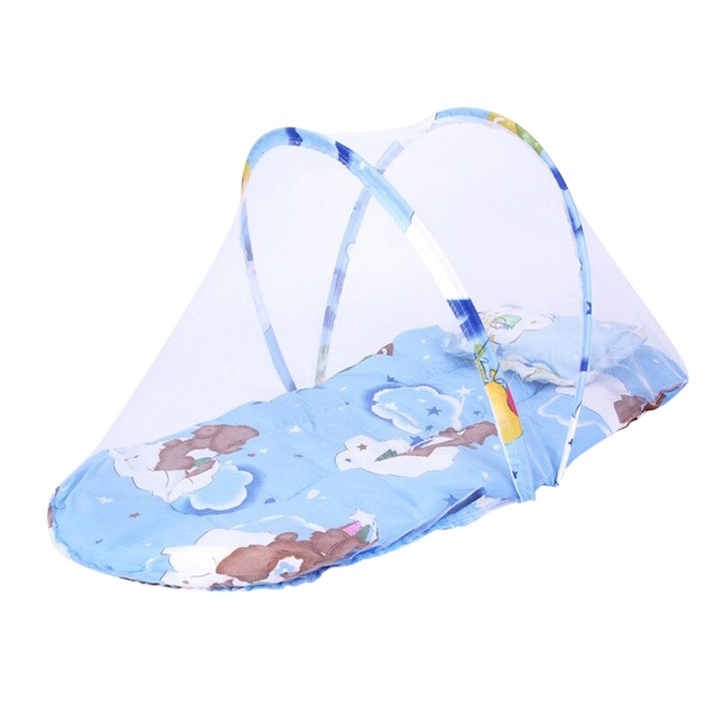 Été bébé moustique insecte berceau Net avec Portable pliant canopée coussin infantile literie accessoires bébé matelas: Bleu ciel