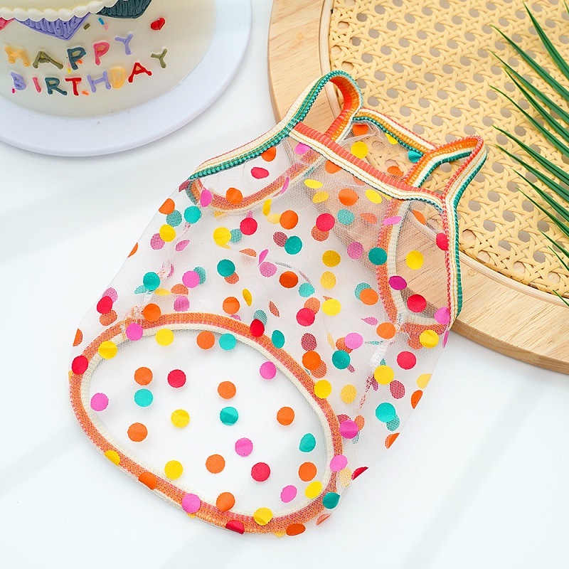 Chaleco refrescante para perros, camiseta de malla con estampado de fresa y puntos de verano, ropa para cachorros, disfraz de Chihuahua pequeño, tirantes para gatos 2025: L / Blanco