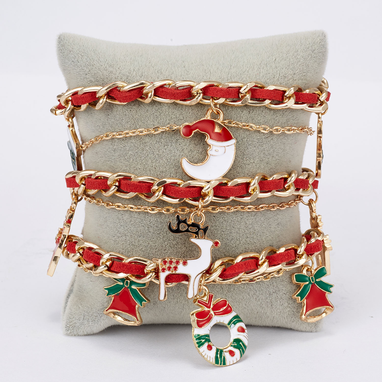Rinhoo jule julemand armbånd rød snor charm elg måne krans link kæde armbånd til kvinder piger år juveler