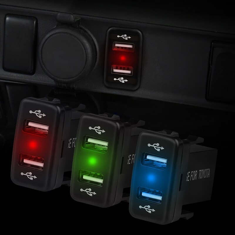 5V 4.2A Fast Car Charging Charger 2.1A Dual Port USB Charger with Fuse Wire 12-24V Power Outlet For Toyota Corolla Prado Reiz