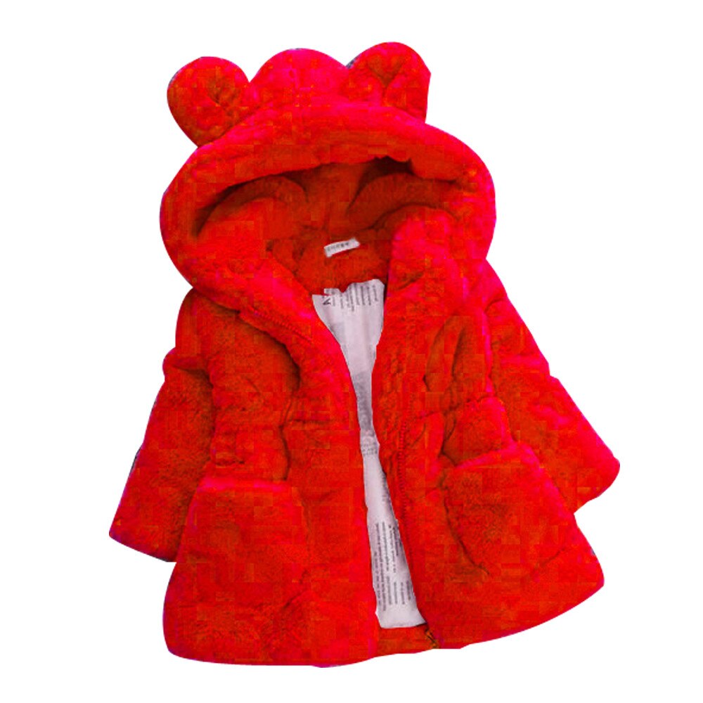 Kinder Winter Tragen Ohr Mantel Neue Baby Mädchen Dicke Fleece Für Baby Mantel Nette Mit Kapuze Kinder Rote Kleidung # g30: 4T