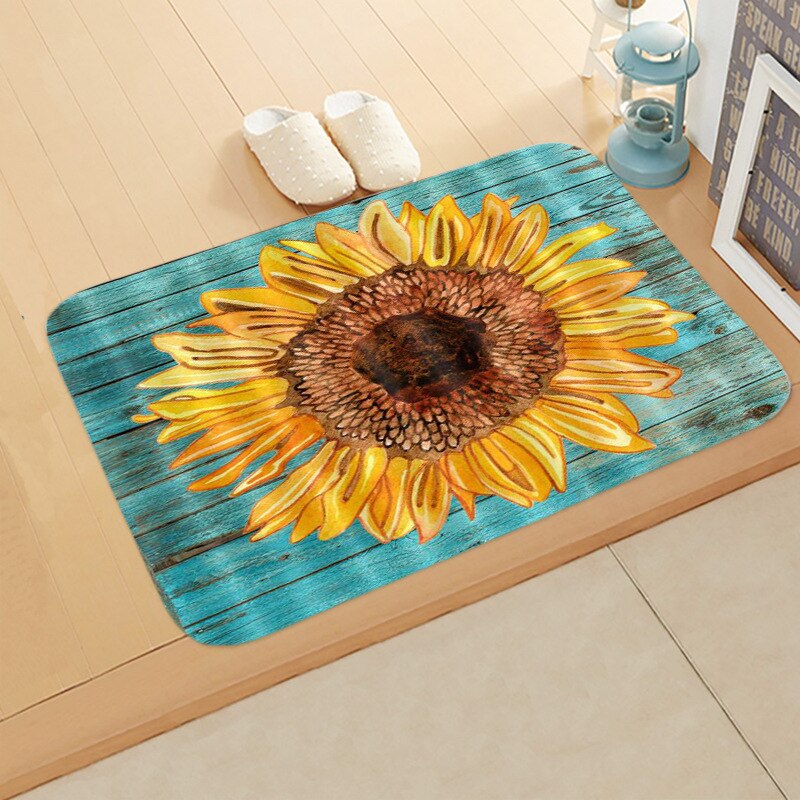 Zonnebloem Patroon Keuken Bad Deur Mat Slaapkamer Antislip Coral Fluwelen Absorberende Tapijt Tapijt Eenvoudige Home Decor Deurmat: 2DD-48120-015