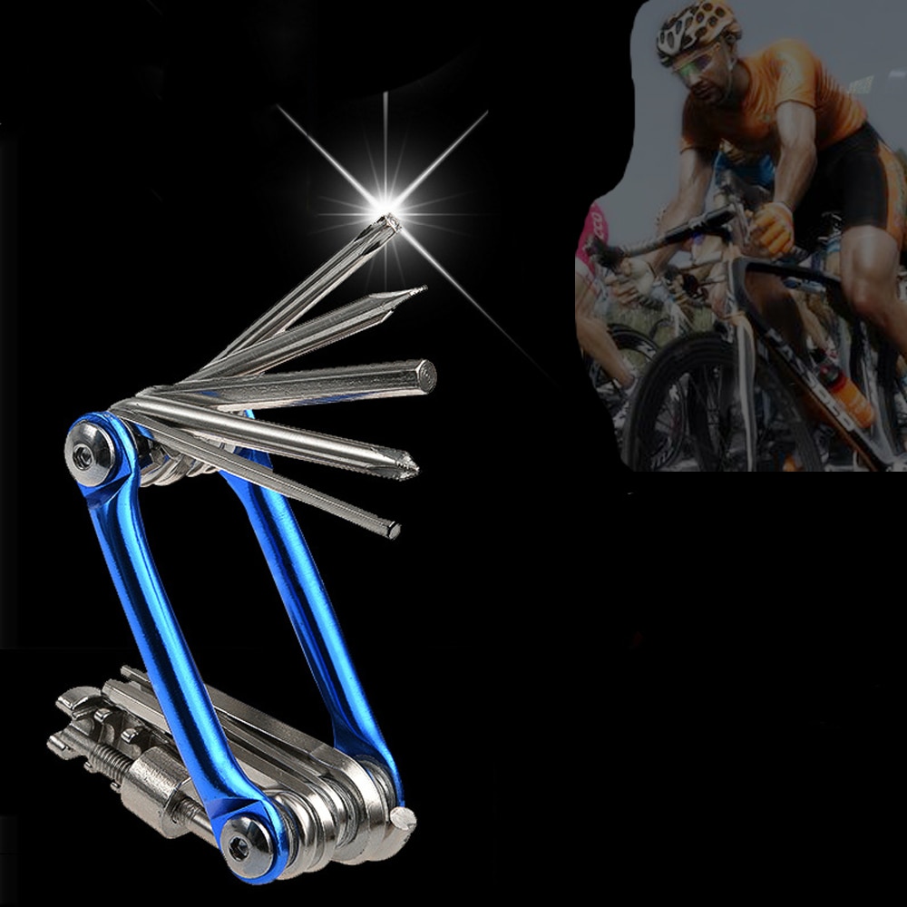 Juego de herramientas de reparación de bicicletas 15 en 1 Herramienta de reparación de bicicletas Kit llave destornillador Cadena de acero de carbono bicicleta herramienta multifunción