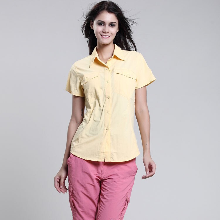 Friluftsskjorter for kvinner turgåing fiskeklær upf 40+  pustende fukttransporterende sport raskt tørre fiskeklær