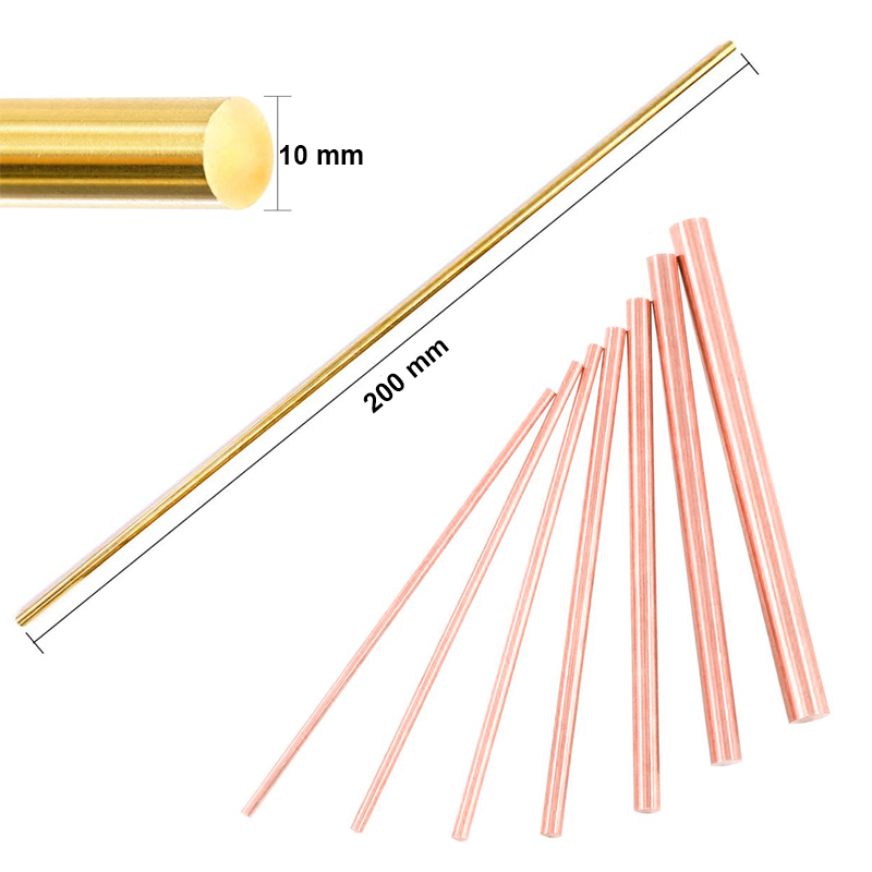 1-5 stk. metal rundstang til drejebænk, gør-det-selv-værktøj, diameter 3-10mm,  længder. 200mm,  metaller inkluderer messing, rustfrit stål, kobber