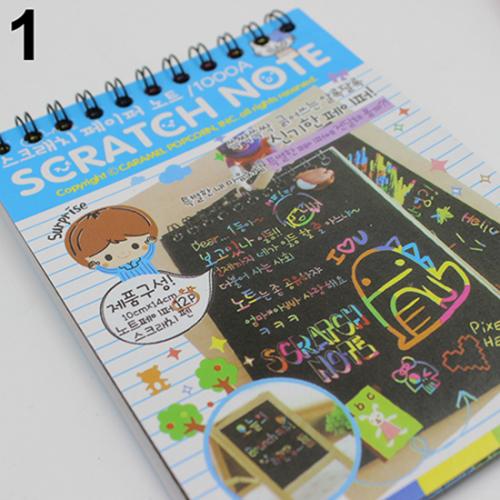 Kids Rainbow Colorful Scratch Art Kit Magic Drawing Painting Paper Notebook Color Handwriting Board Doodle Painting: Blue
