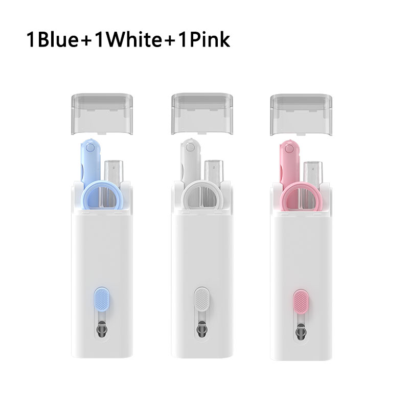 Kit de limpieza 7 en 1, cepillo limpiador de teclado de ordenador, bolígrafo de limpieza para auriculares, herramientas de limpieza de teléfono, juego de extractor de teclas: Azul