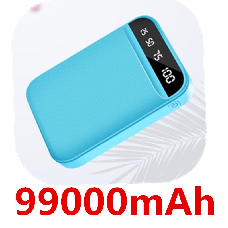 Mini Power Bank 99000Mah Snel Opladen Power Bank 99000Mah Draagbare Externe Batterij Oplader Voor Iphone Xiaomi: blue-99000mAh