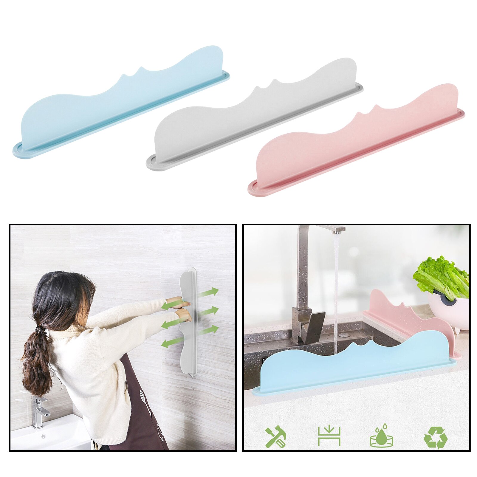 Sink Splash Guard Silicone Splatter Shield for Kitchen & Bathroom Easy and Convenient to Install and Use