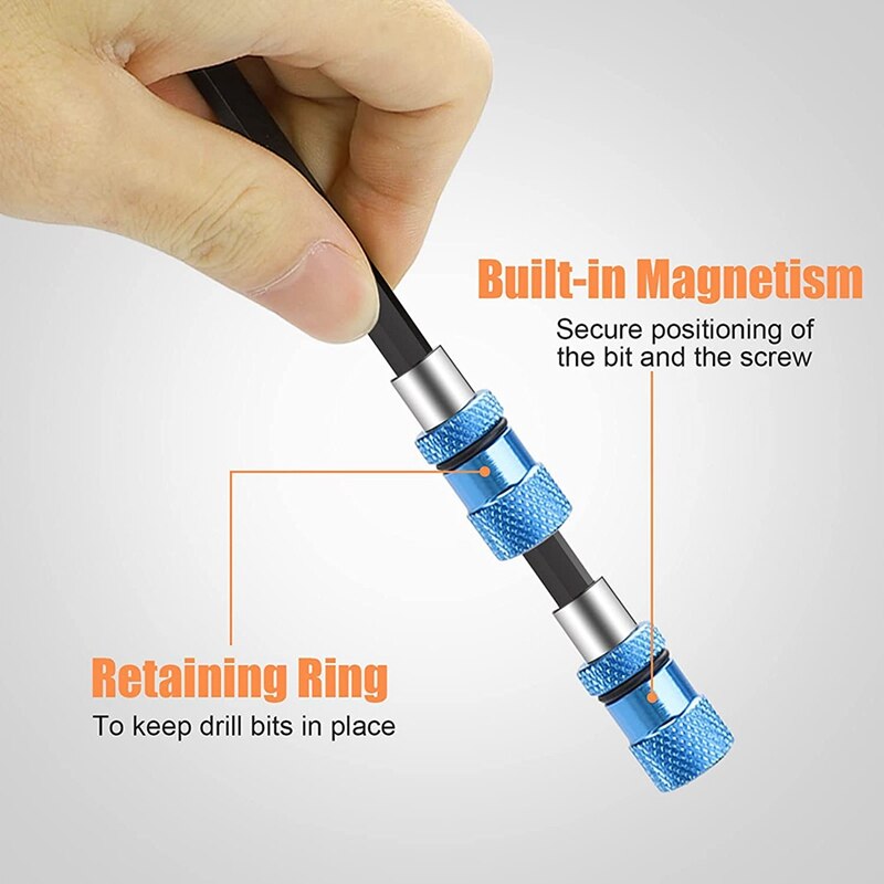 Drill Bit Extension Set, 6 Pcs Magnetic Drill Bit Extender Hex Shank, Magnetic Quick Release Extension Chuck Adapter