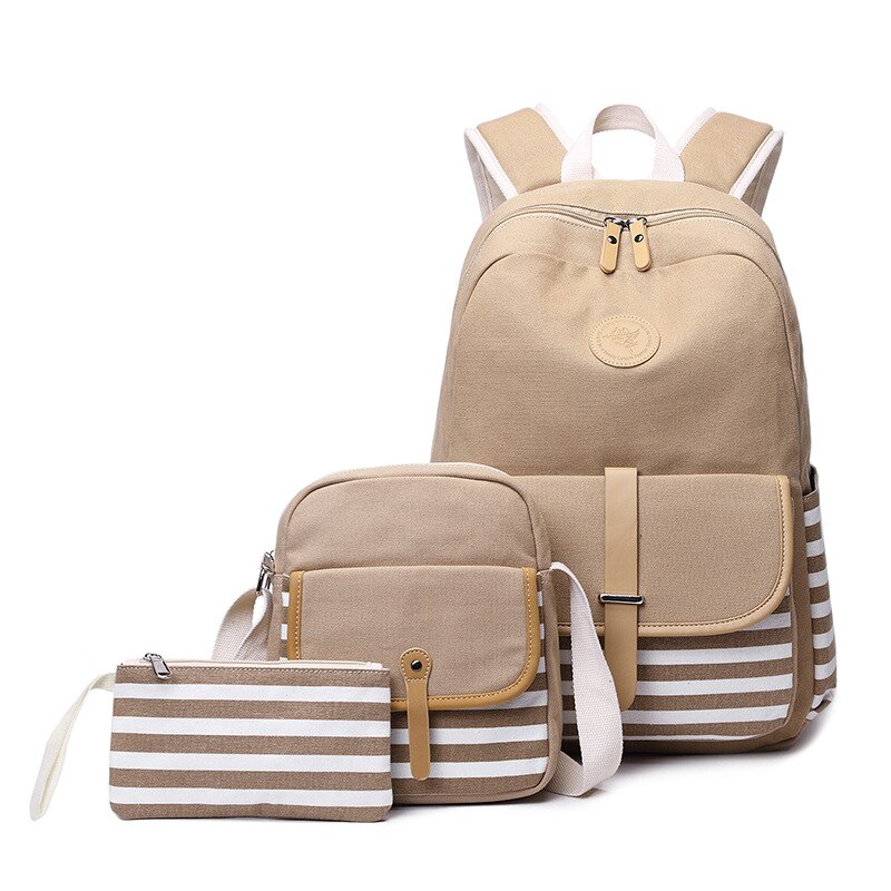 3 stks/set Canvas Fringe Vrouwen Rugzak Student Boek Tas met Portemonnee Laptop College Rugzak Vrouwelijke Schooltas voor Tiener Meisjes