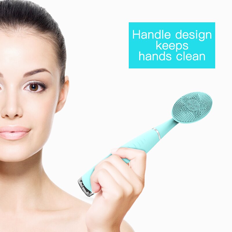 Charge Silicone Sonic Electric Facial Cleanser Handheld Facial Cleaning Device Face Cleaner Scrubber Washing Brush Instrument