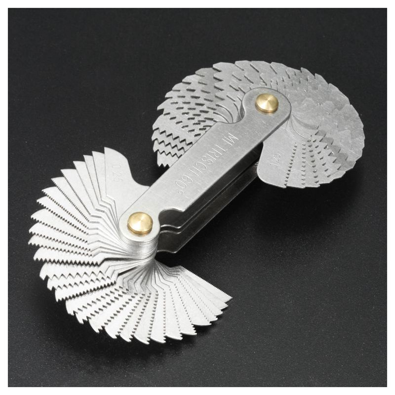 58xBlades Metric Whitworth 55&60 Degree Thread Measuring Gauge Screw Pitch