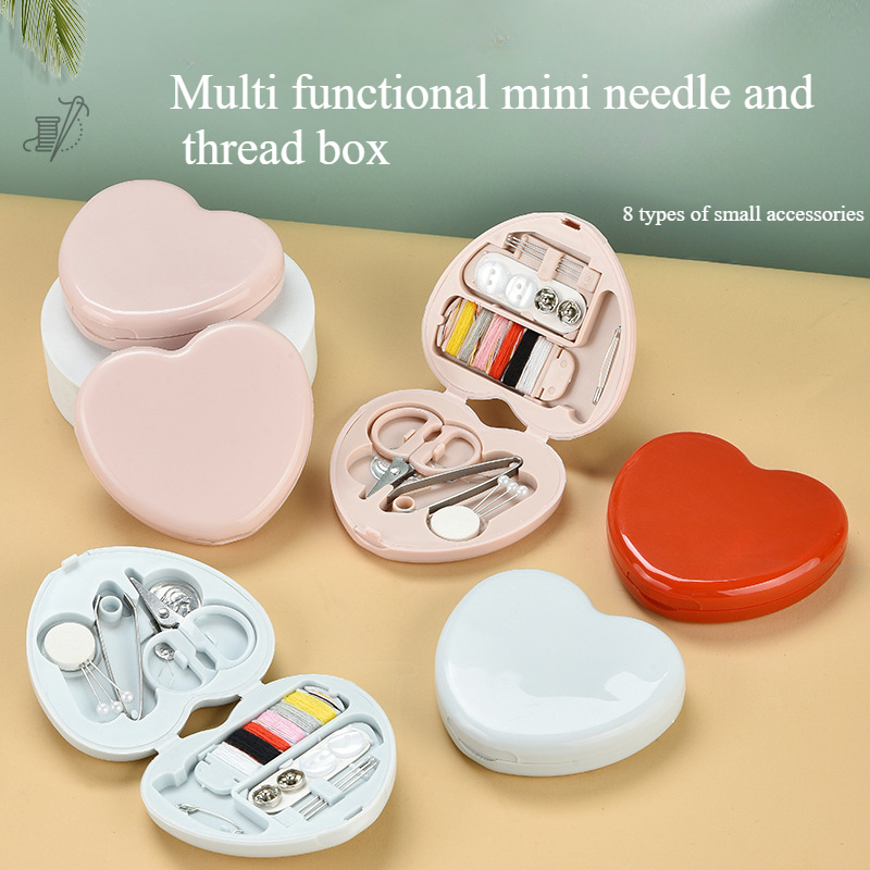 Portable Travel Mini Sewing Kit Buttons Pins Storage Boxes HandmadeScissor Thimble Needle Threads Box Set DIY Sewing Tools