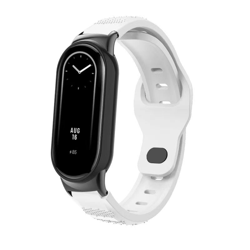 Siliconen band voor Xiaomi Mi Band 9 8 SmartWatch Ademende sportarmband Vervanging polsband voor MiBand 9 8NFC 8 horlogeband: zwart grijs