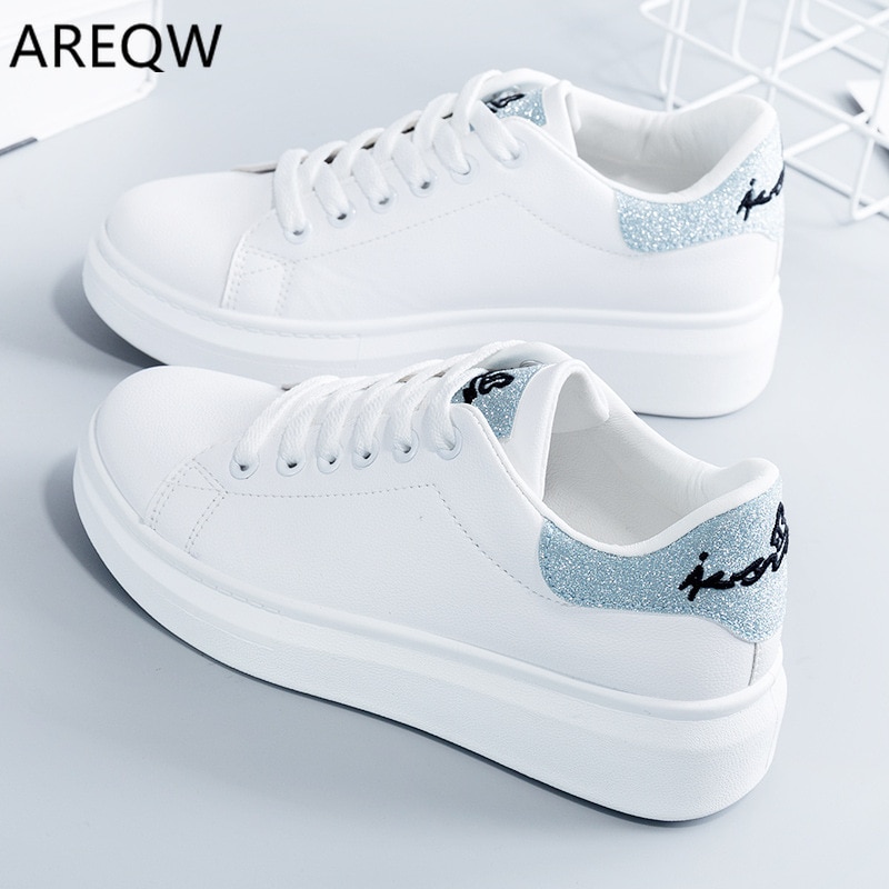 Modieuze witte schoenen dames leren veterschoenen dames witte flats casual schoenen vrouwelijke wandelsneakers