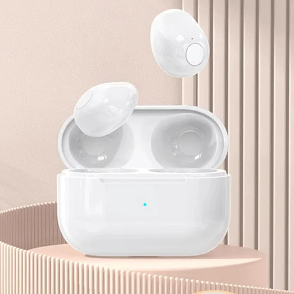 Écouteurs invisibles Mini écouteurs Bluetooth TWS sans fil avec Microphone appel HD écouteurs semi-intra-auriculaires réduction du bruit: WHITE