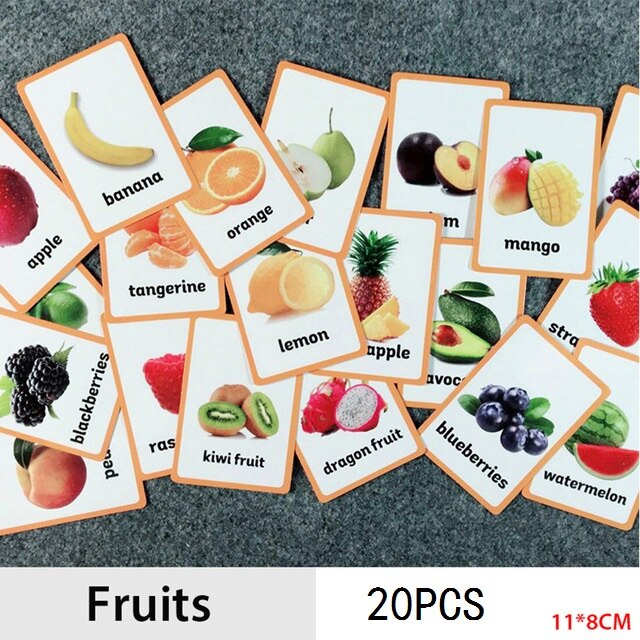 18 unids/set comida cantidades inglés palabra tarjeta Flash de los niños Tarjeta de aprendizaje de juguetes educativos para edades tempranas: C