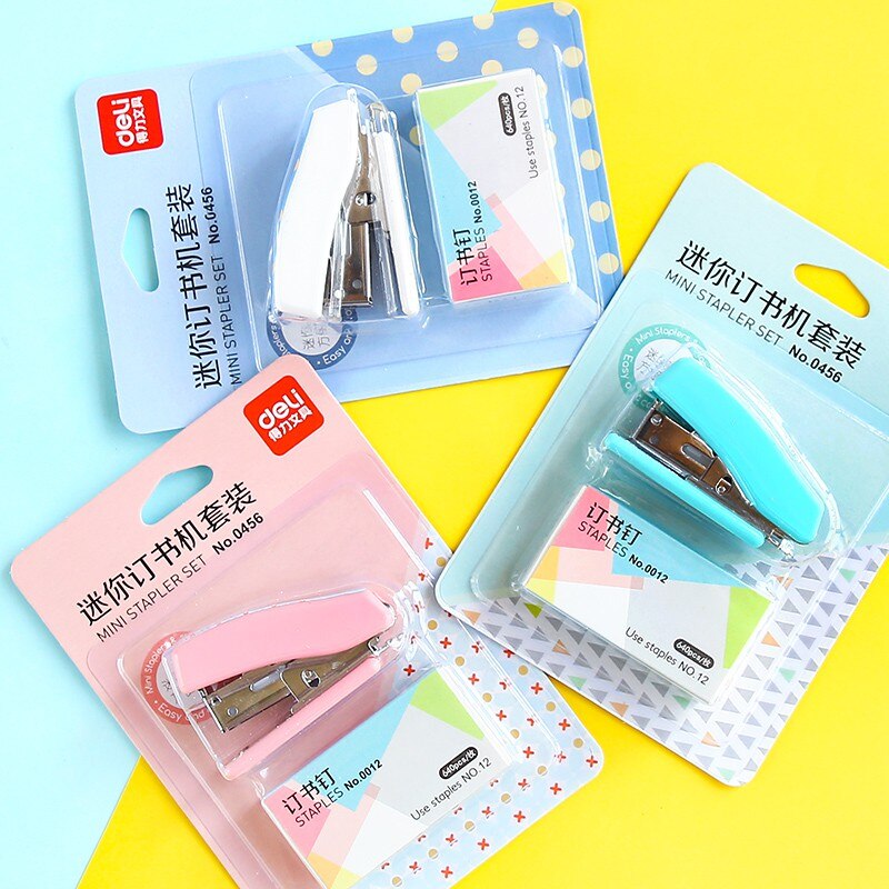 Mini Stapler Set 24/6 Staples School Student Bookbinding Paper Stapler Built-In Staple Remover Office Binder Supplies