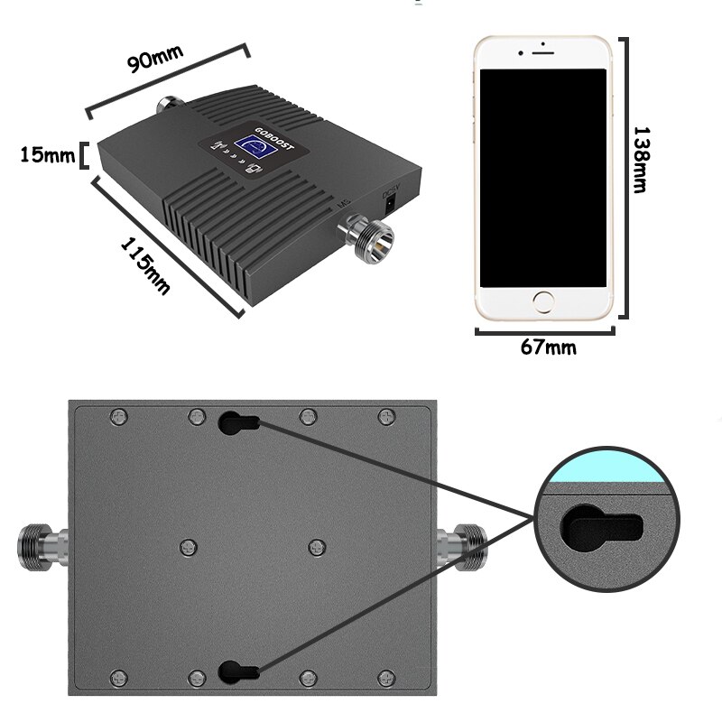 Amplificador de señal GOBOOST 4G LCD Display Amplifier celular Signal LET2600MHz Band7 65dB Gain Mini repetidor set completo