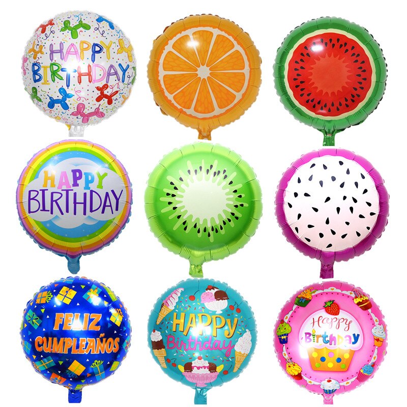 18 Inch Ronde Fruit Aluminiumfolie Ballon Kinderen Cartoon Speelgoed Ballon Verjaardagsfeestje Kleuterschool Layout