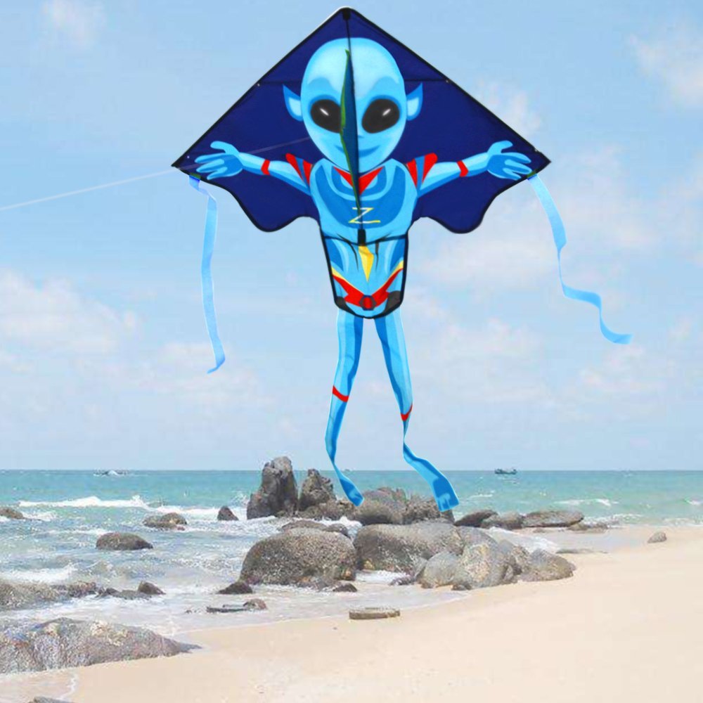 Outdoor Fun Sports Kites For Kids And Adults Large Easy Flyer Mysterious Alien Kites 55Inch X 38Inch With String And Handle