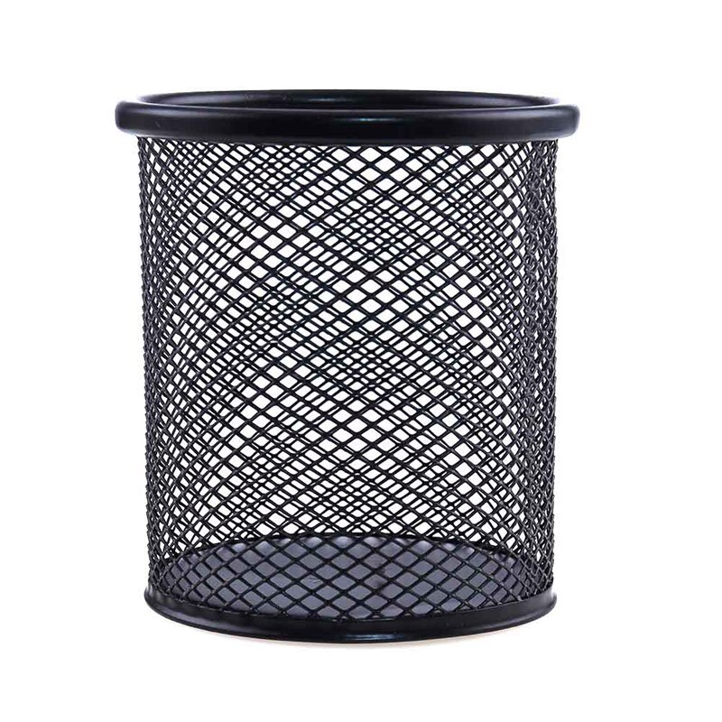 Pennholder kontor skrivebord metall mesh pennestativ blyant papirvarer holder skrivebord organizer stativ blyantveske: Svart