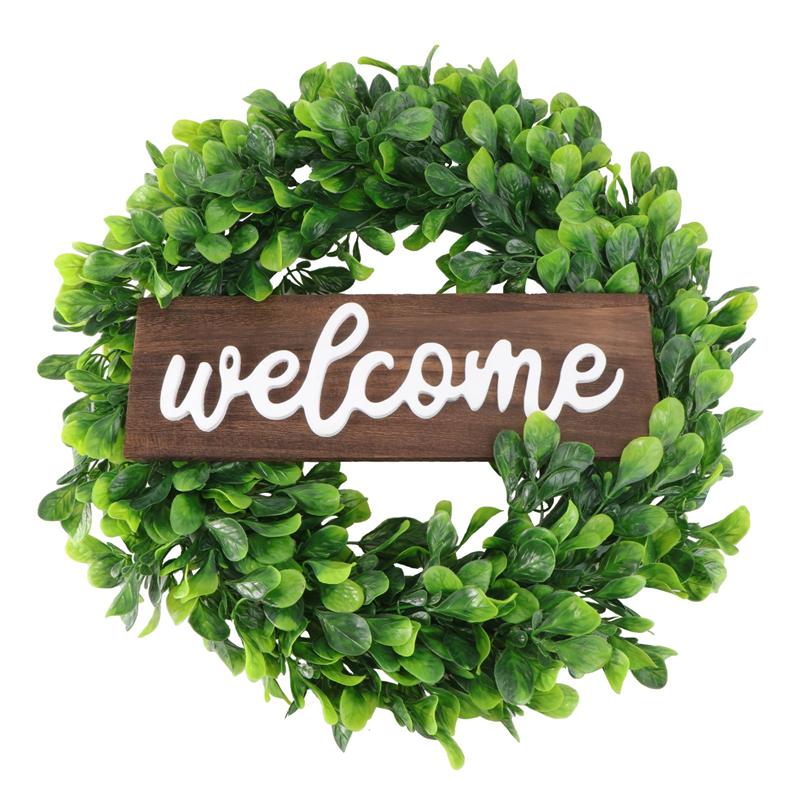 Decorative Welcome Wreath Door Hanging Garland Ornament Simulation Wreath