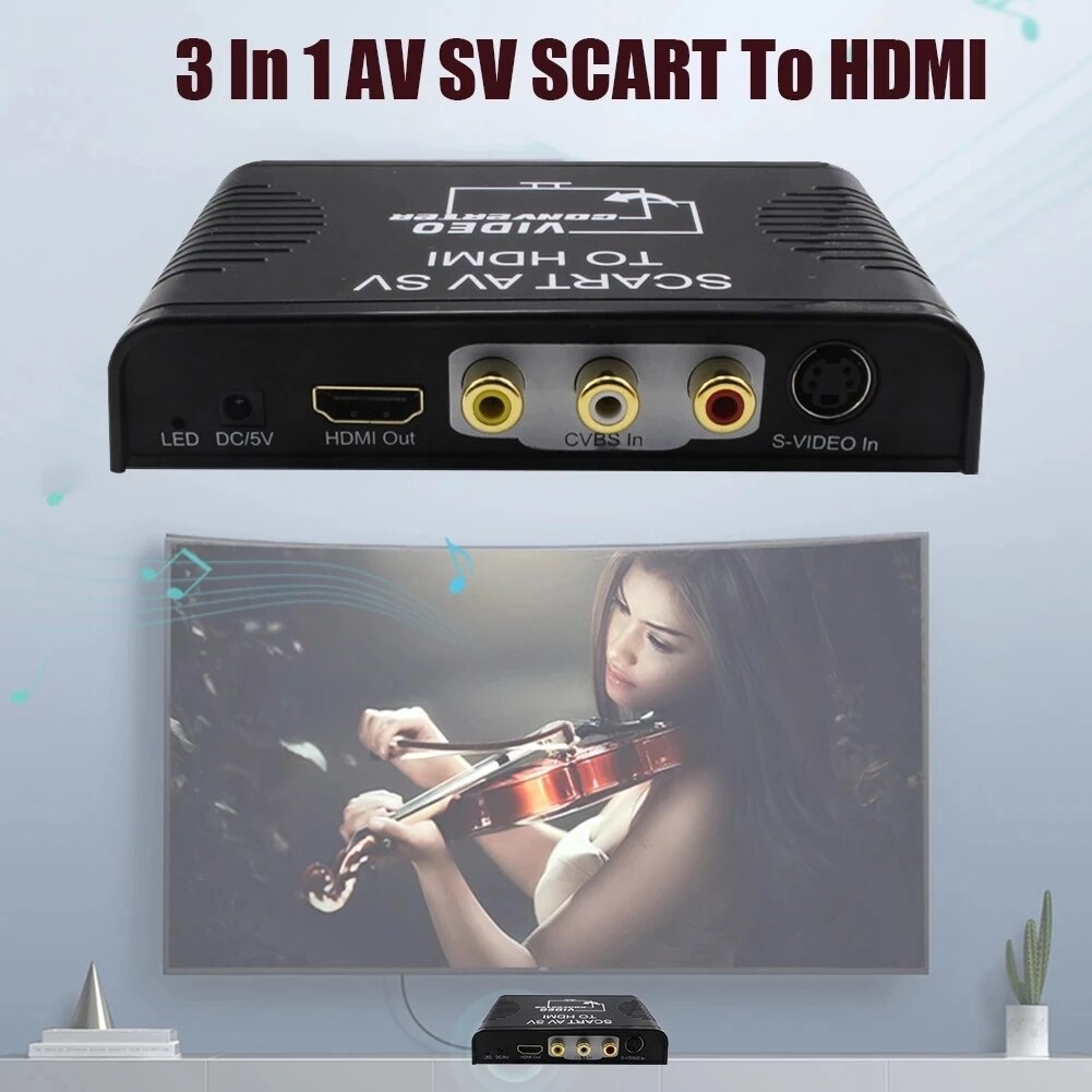 Av Scart Hdmi Converter 3-In-1 S-Video Composiet Av Scart Naar Hdmi Converter Switcher S-Video + Rca + Scart Naar Hdmi Out