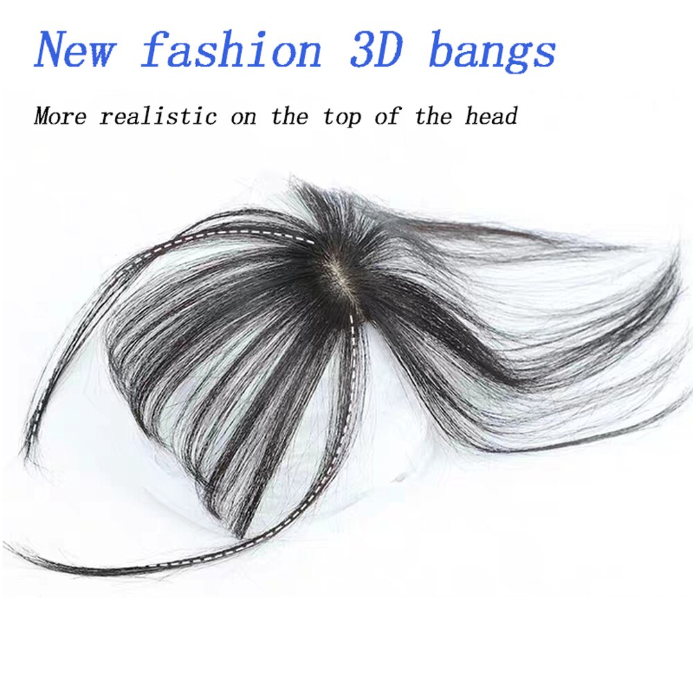 Flequillo de aire 3D con dos lados largos para mujer tejido a mano Invisible negro sin costuras marrón Neat Bangs