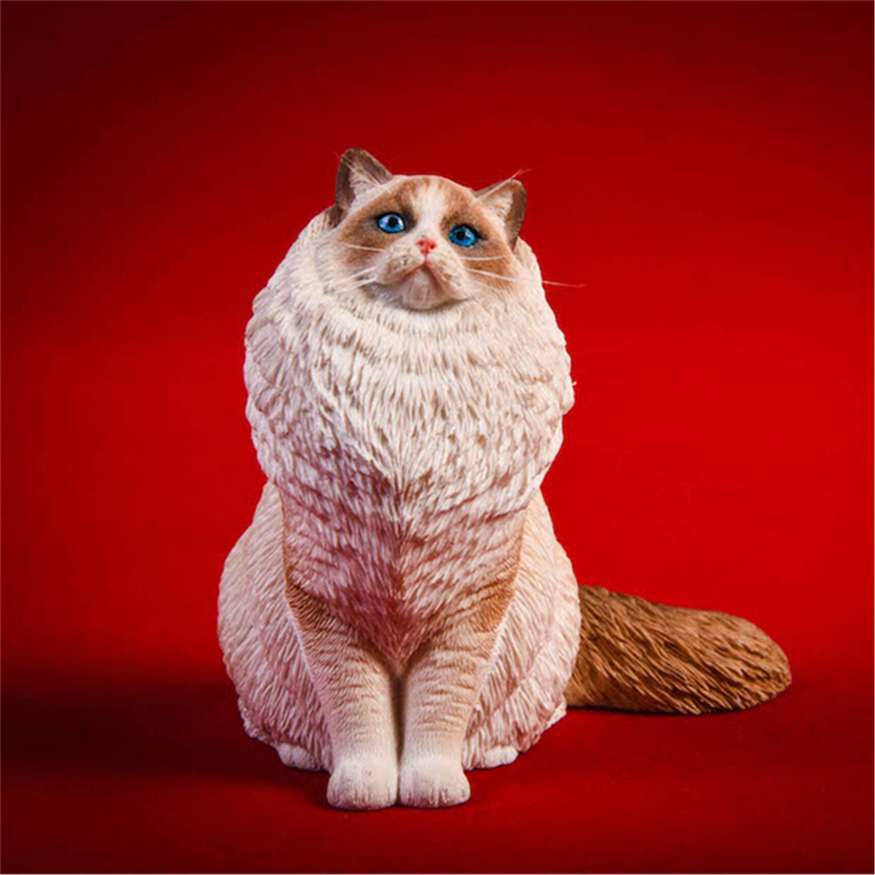 JXK 1:6 Scale Ragdoll Figure Cute Cat Pet Healing Figure Felidae Animal Collector Toy Resin Desktop Decoration: JXK029C