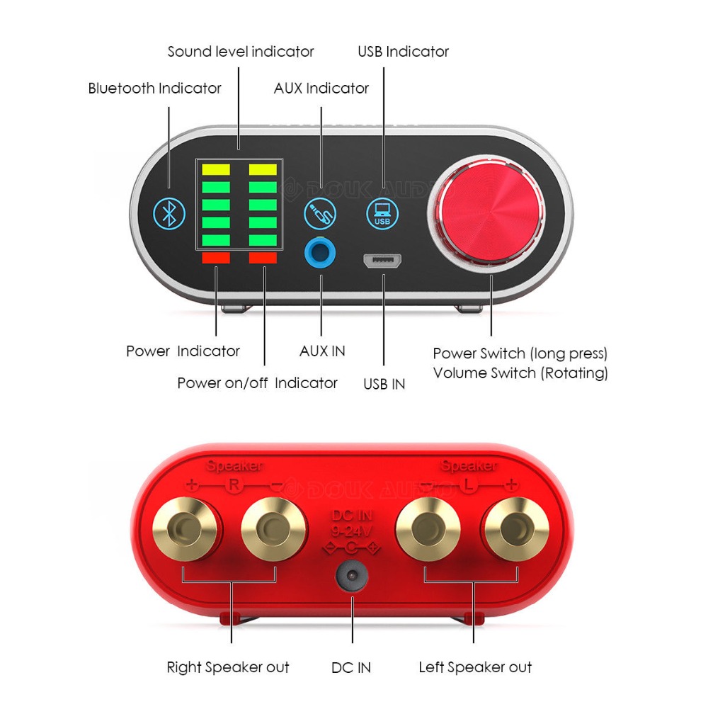 Nobsound HiFi Mini Bluetooth 5.0 HiFi Amplificatore di Potenza Digitale di Classe D Amp USB Scheda Audio AUX 50W * 2 per il Mobile Pad MP3