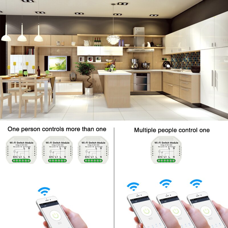 1/2/4 Pcs Hidden Smart Switch Smart Life/Tuya APP 1/2 Way 90-250V WiFi Switch Module With Alexa Google Home Smart Home