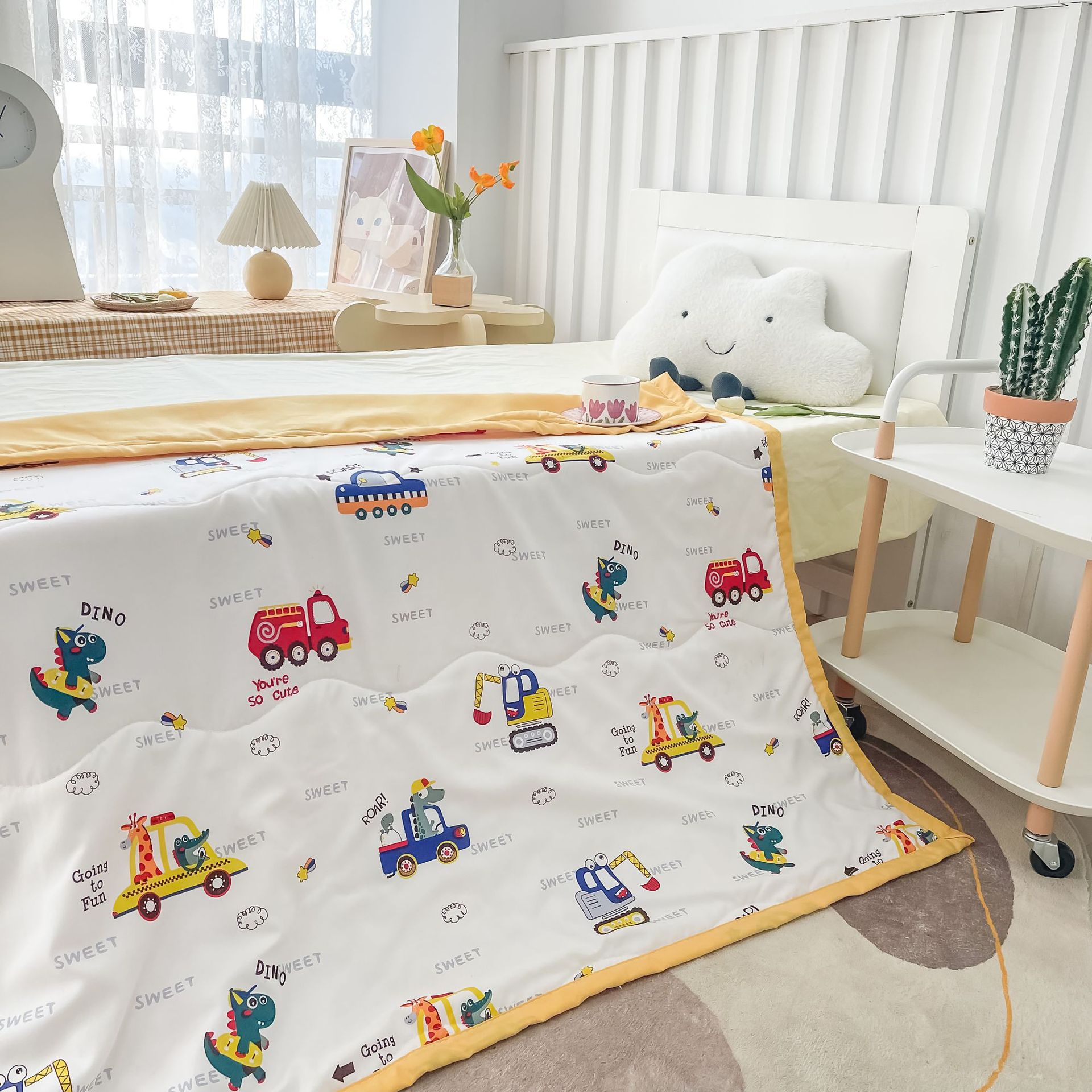 Lente en zomer gewassen katoenen quilt airconditioner quilt cartoon kinderen kleuterschool quilt studentenflat dunne quilt: 7