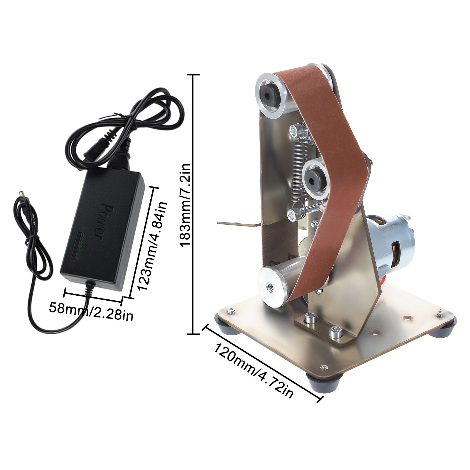 Belt Sanding Machine Belt Grinder Mini Grinding Device Electric Sander Cutter Edges Sharpener Grinder with 10pc Belts