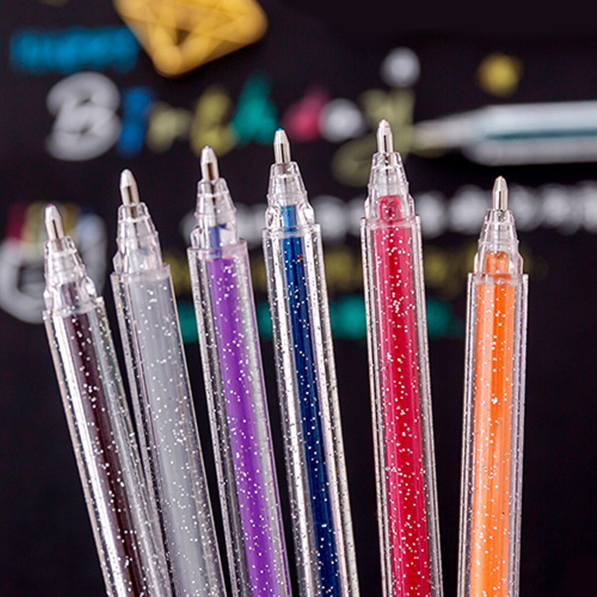 Bolígrafos de Gel con purpurina de Color, bolígrafo Neutral de 0,38mm para escribir, dibujar, pintar, revistas, bolígrafo, marcador artístico, suministros estacionarios para estudiantes