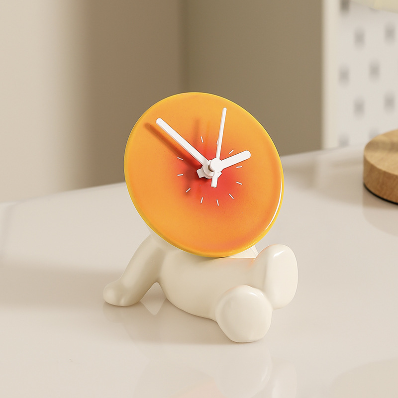 Home Klok Pop Woonkamer Desktop Klok Kalender Decoratieve Decoratie Licht Luxe Eenvoudige En Creatieve Woondecoratie: WHITE