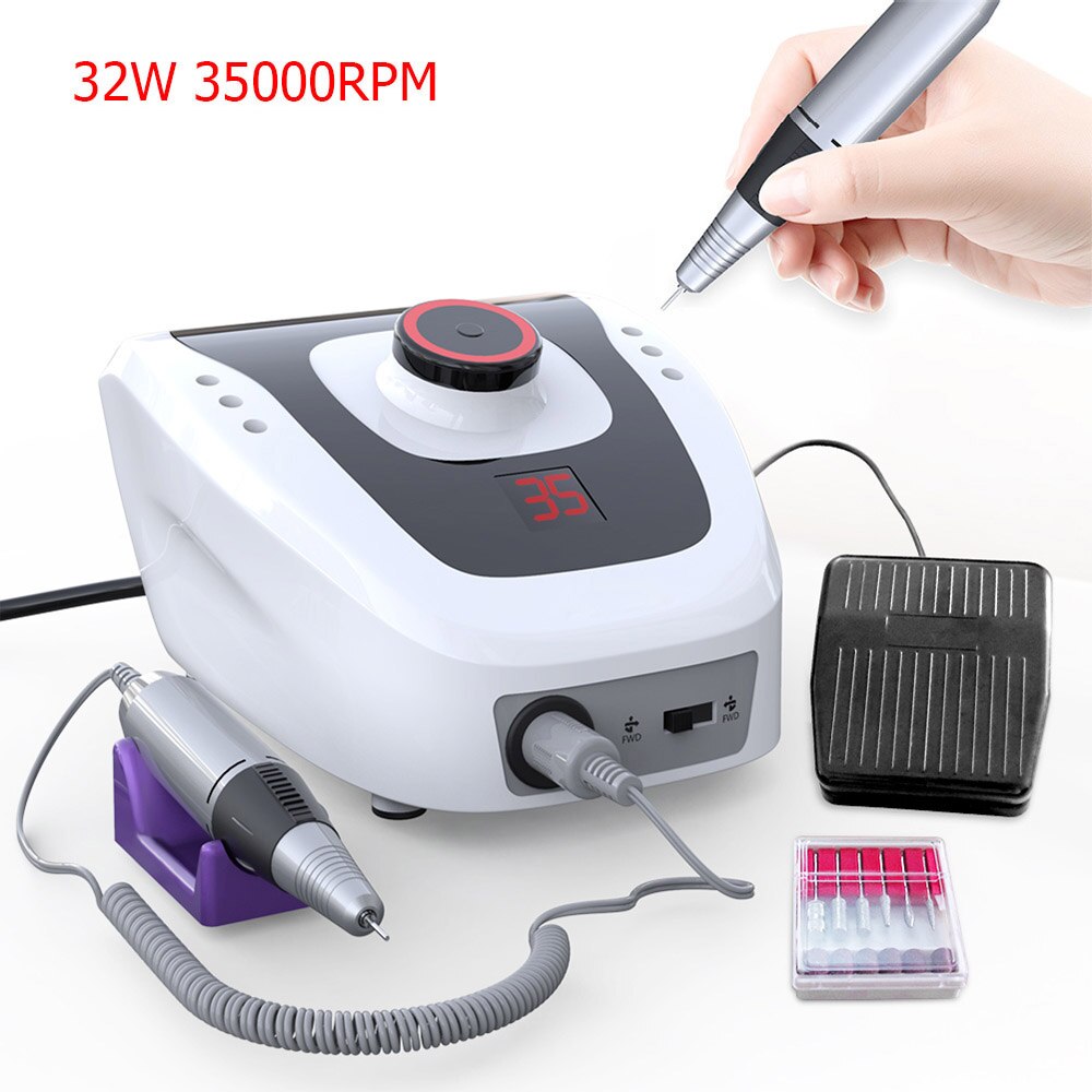 Lke elektrisk nagelborrmaskin 35000 rpm apparat för manikyr maskin pedikyr med skärare nagelborrmaskin kit nagelverktyg: 508 spik borr / Storbritannien