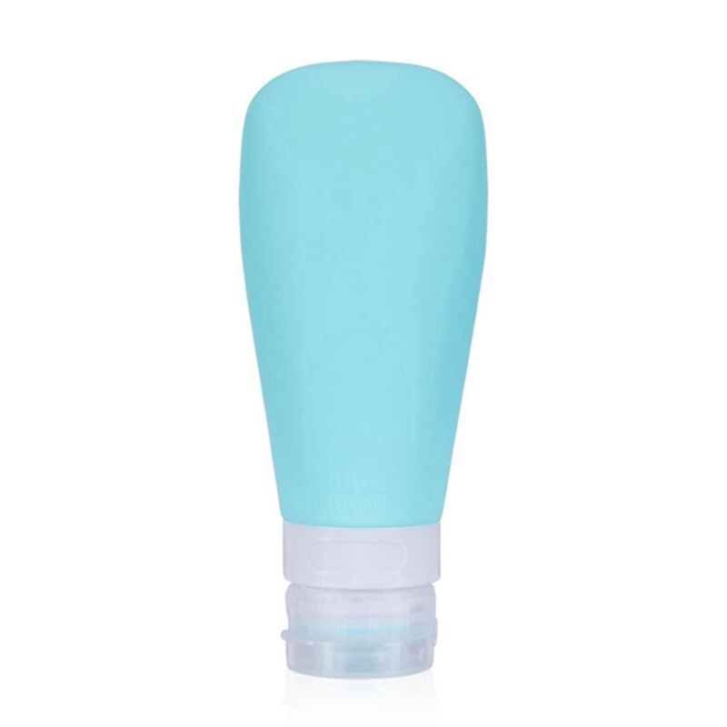 1 stk 60ml 90ml genopfyldelig silikone flaske rejse shampoo flaske lotion rejse pakning presse flasker bærbar kosmetik beholder: Bl2 90ml