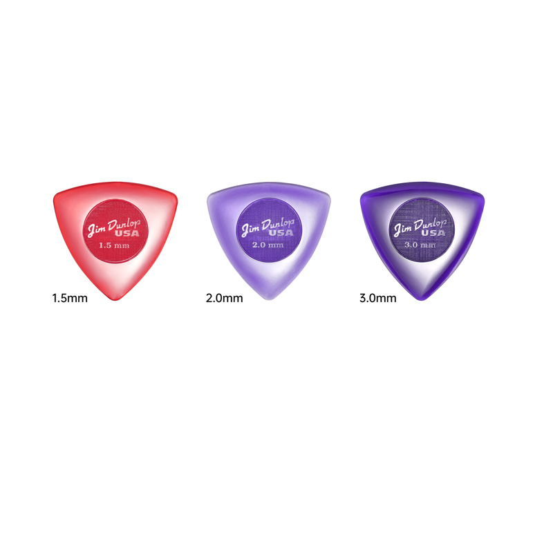 Dunlop Pick. Big Triangle series anti-slip.Wear-resistant.It has a thickness of 1.5/2.0/3.0mm. Suitable for electric guitar/bass