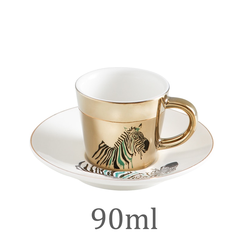 Leopard Anamorphic Cup Mirror Reflection Cup Zebra Mug Luycho Coffee Tea Set With Coaster 90ml-220ml: 90ml