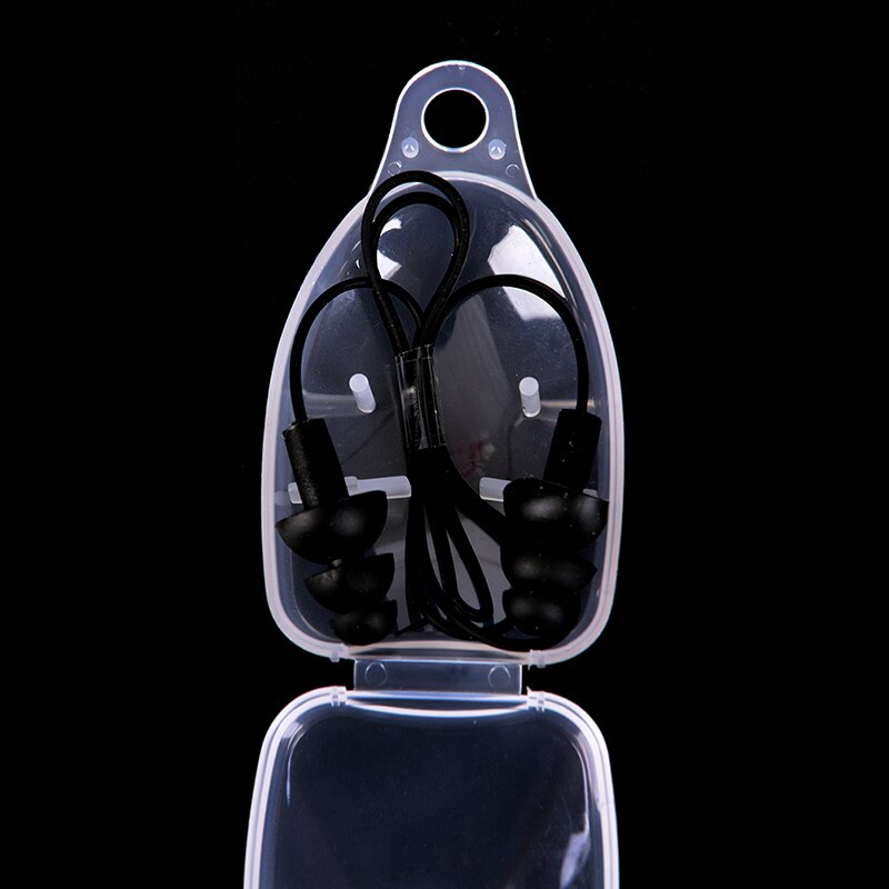 1 Paar 8 Kleur 1 $ Alle Siliconen Zwemmen Oordopjes Met Doos Oordopjes Zwembad Accessoires Water Sport Swim Ear plug: Black