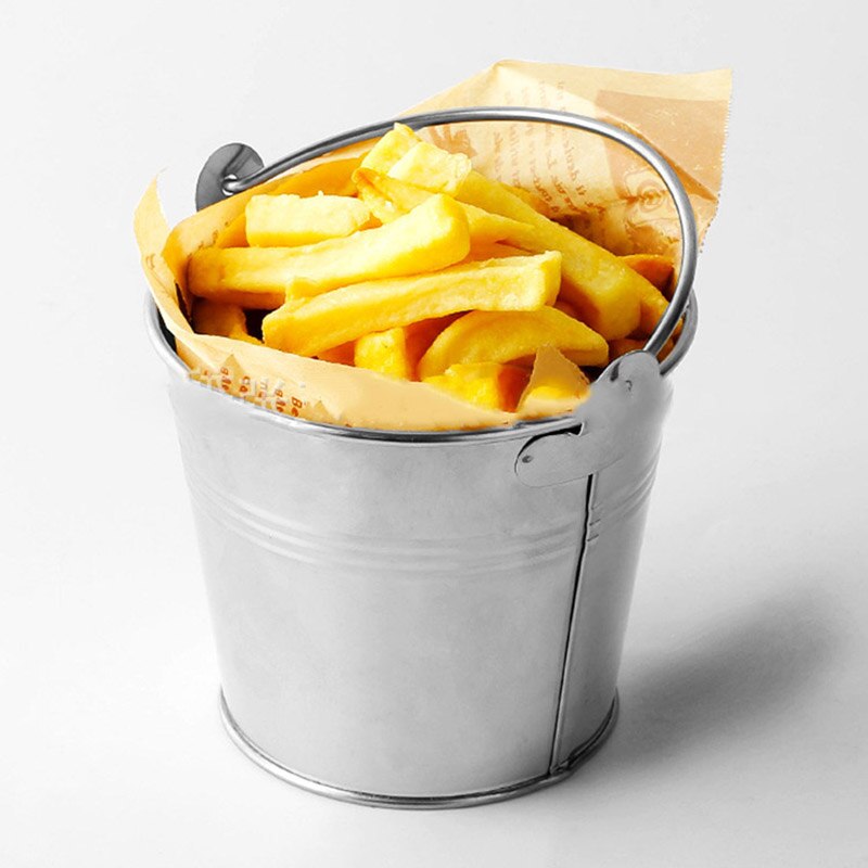 Mini Snack Bucket Portable Ice Bucket French Fries Container For Party Wedding Stainless Steel American French Fries Bucket