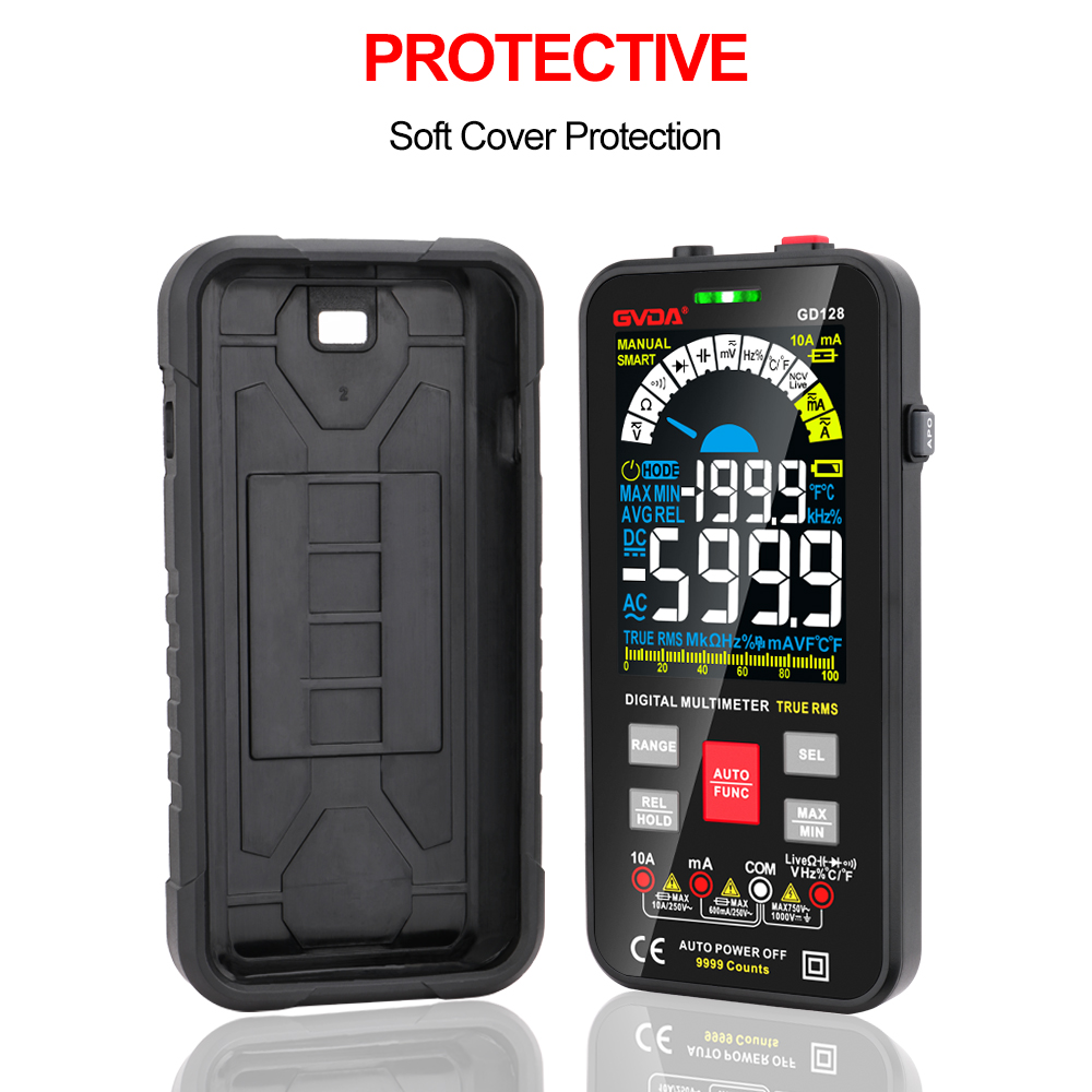GVDA 9999 Counts Digital Multimeter Auto Range 1000V 10A Tester Meter Ohm Hz Capacitance True RMS AC DC DMM Smart Multitester