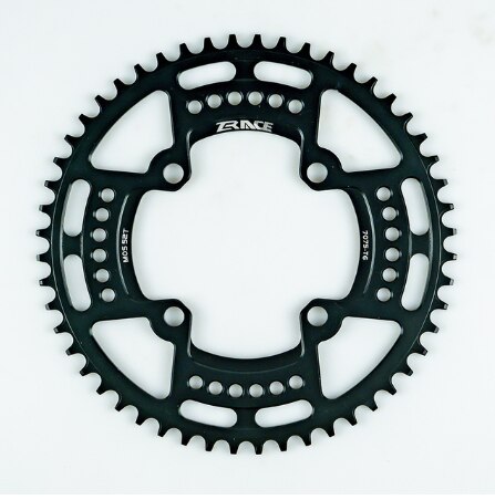 Zrace kettingbladen kettingwielen 40t/42t/44t/46t/48t/50t/52t bcd 104, smalle tanden  al7075 cnc, mtb/race/vouwfiets/gravelbikes: Zwart 52t