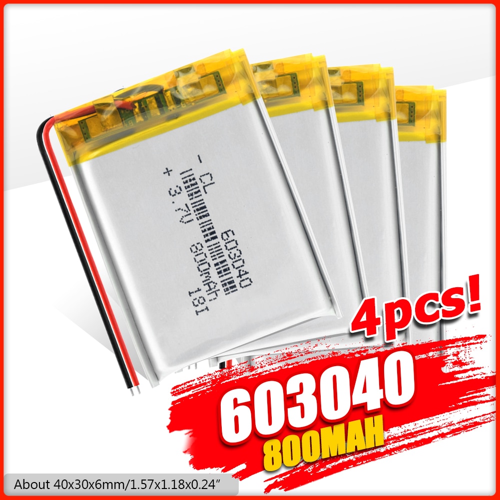 3.7v 800 mah 603040 genopladeligt li-ion batteri lithium polymer batteri til gps navigator  mp3 mp4 mp5 pad dvd e-bog højttaler