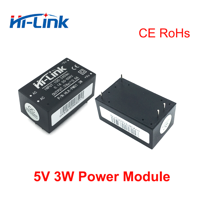 5pcs/lot HLK-PM01 AC-DC 220v to 5V 3W intelligent household switching step down power supply module