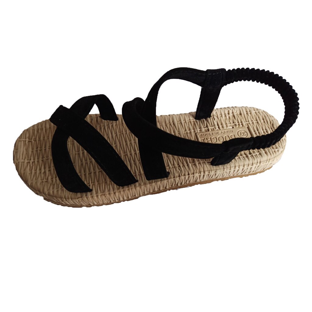 Met Kruis Bandjes Open Teen Sandalen Vrouwen Zomer Schoenen Sandaal Kantoor Schoenen Vrouw Platte Sapato Feminino Salto Luxo # G30: Black / 5